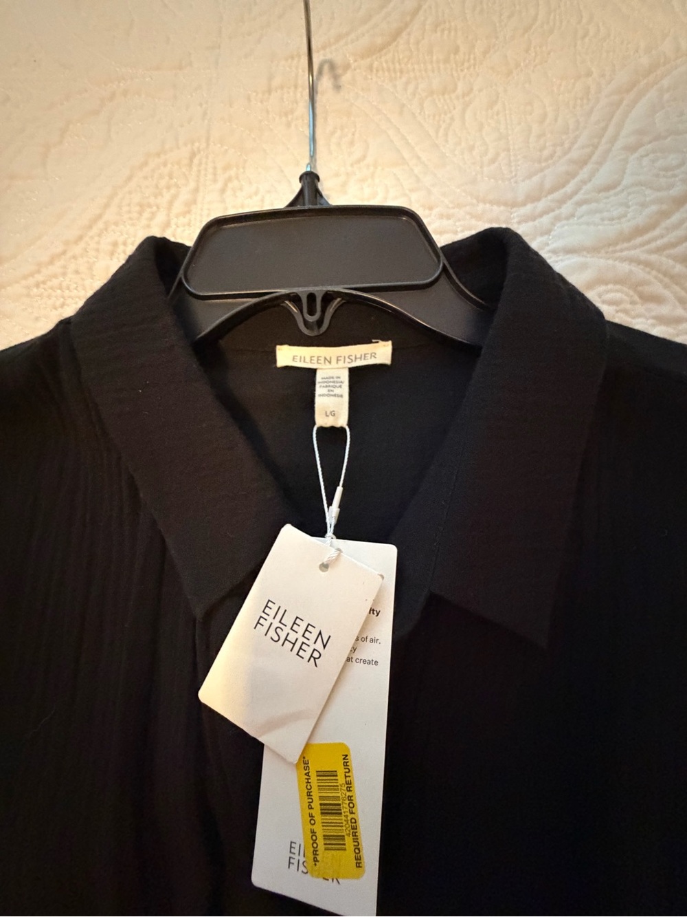 Eileen Fisher Black Pleated Button-Up Jumpsuit